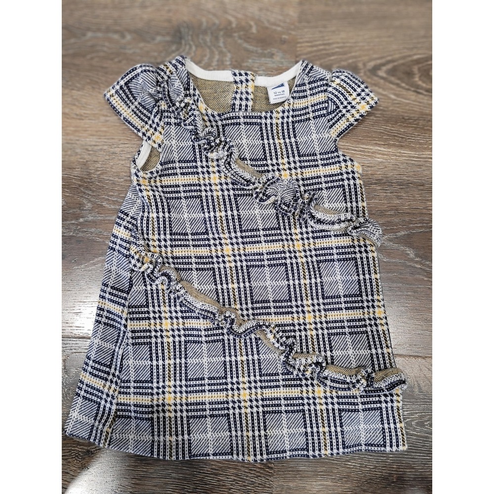 Janie and Jack Plaid Dress Ruffle Sleeve Button Back Baby Girl 12-18 Months #5